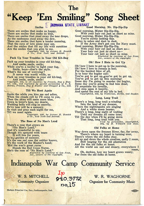 "Keep em Smiling", Indianapolis War Camp Community Service