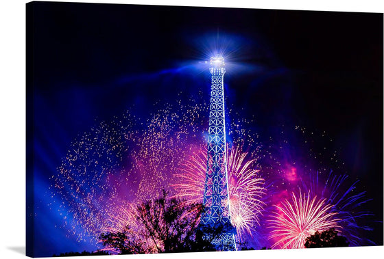 “Fireworks at Eiffel Tower, Paris, France” is a stunning print that captures the beauty and excitement of a fireworks display over the iconic Eiffel Tower in Paris.