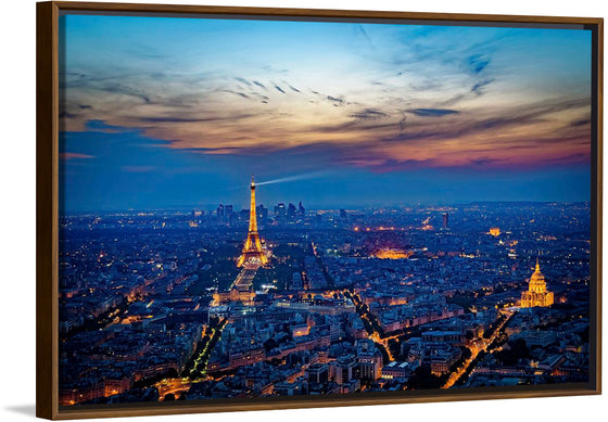 "Eiffel Tower and Paris Cityscape at Night"