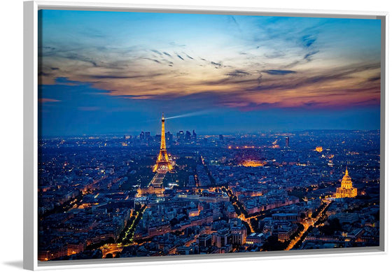 "Eiffel Tower and Paris Cityscape at Night"