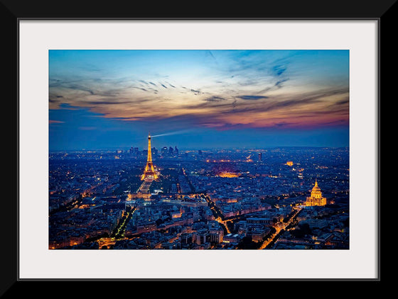 "Eiffel Tower and Paris Cityscape at Night"