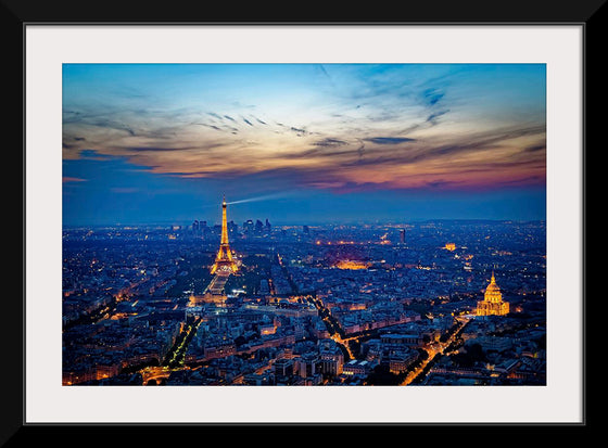 "Eiffel Tower and Paris Cityscape at Night"