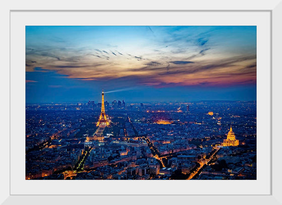 "Eiffel Tower and Paris Cityscape at Night"