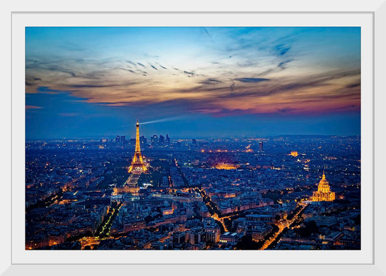 "Eiffel Tower and Paris Cityscape at Night"