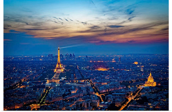 "Eiffel Tower and Paris Cityscape at Night"