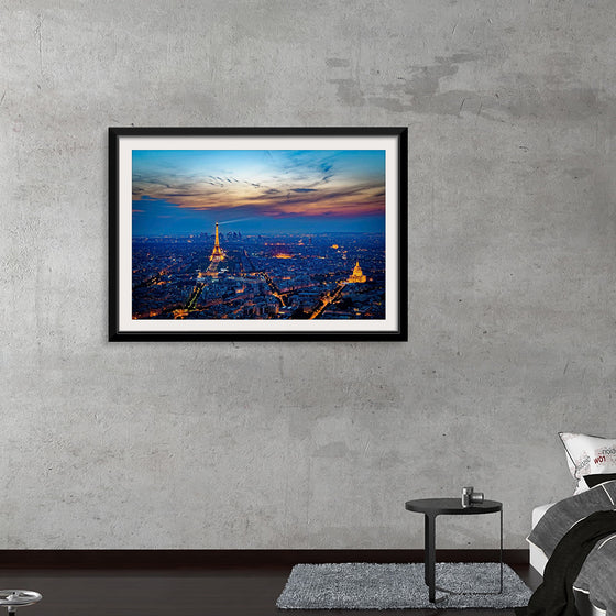 "Eiffel Tower and Paris Cityscape at Night"