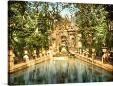  Step into the serene beauty of “Luxembourg Gardens, the Medici Fountains, Paris, France, ca. 1890-1900”. This exquisite print captures the timeless elegance and tranquil ambiance of one of Paris’s most iconic landmarks.