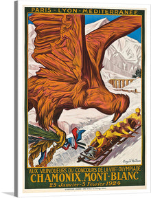  This marvelous vintage poster for the 1924 Winter Olympics in Chamonix, France is a must-have for any fan of vintage sports art or Olympic history. In 1921, the International Olympic Committee voted to stage 'International Sports Week 1924' in Chamonix, France. This event was a complete success and was retroactively named the First Olympic Winter Games.