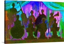 This vibrant and captivating print captures the electric energy of a live band onstage. The artist’s bold brushstrokes and vivid color palette transport viewers to the heart of the performance. As the lead singer belts out soulful lyrics, the guitarist’s fingers dance across the strings, and the drummer’s rhythm reverberates through the crowd. 
