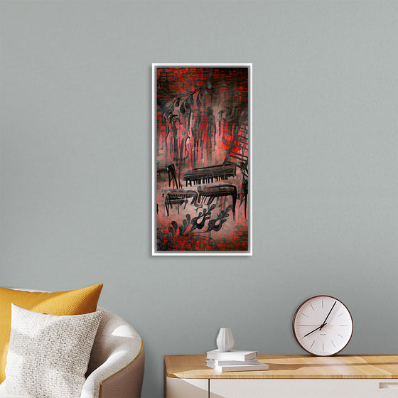 "Red and Black Contemporary Art of Piano Keys"