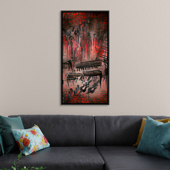 "Red and Black Contemporary Art of Piano Keys"