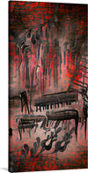 Red and Black Contemporary Art of Piano Keys, a mesmerizing gothic-style illustration, strikes a harmonious chord between darkness and creativity. The stark contrast of crimson and ebony evokes a haunting elegance, reminiscent of nocturnal melodies echoing through ancient halls.