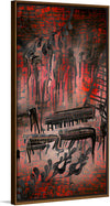 "Red and Black Contemporary Art of Piano Keys"