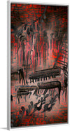 "Red and Black Contemporary Art of Piano Keys"