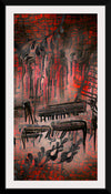 "Red and Black Contemporary Art of Piano Keys"