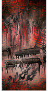 "Red and Black Contemporary Art of Piano Keys"