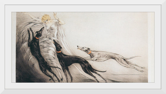 "Woman With Greyhounds", Louis Icart