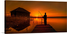  “Fisherman on Lake” is a stunning print that captures the peacefulness of a day spent fishing on the lake. 