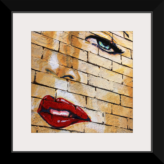"Woman's Face Painted On Brick Wall"