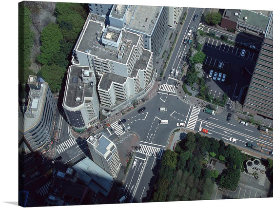 Immerse yourself in the bustling energy of Tokyo with this exquisite print capturing one of the world’s busiest crosswalks. The artwork offers a bird’s-eye view of the iconic Shibuya Crossing, where up to 3,000 people cross at a time. The harmonious chaos of pedestrians and vehicles, set against the backdrop of meticulously designed buildings, is captured with stunning clarity. 