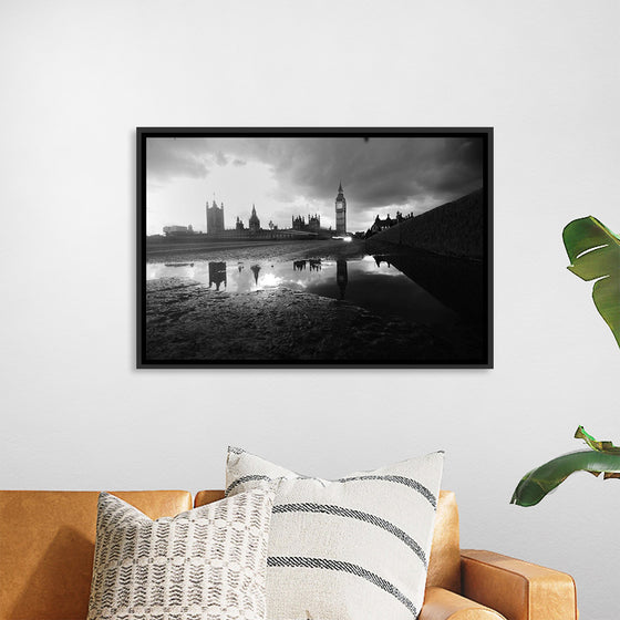 "The Palace of Westminster in London, England by the river bank"