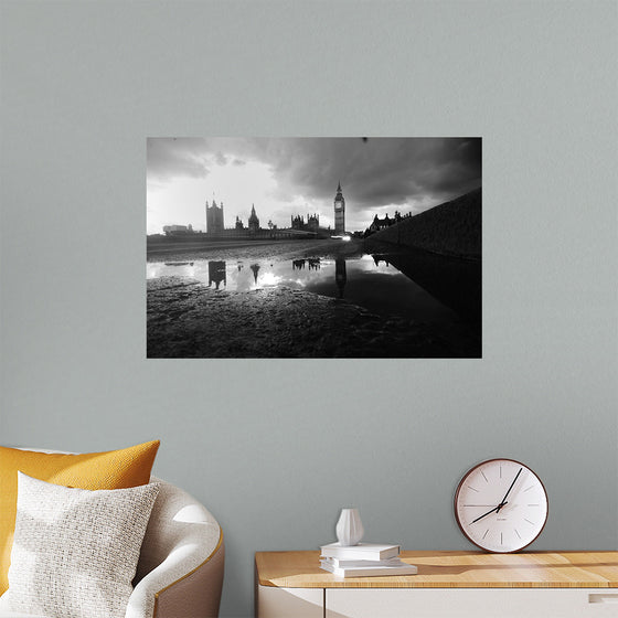 "The Palace of Westminster in London, England by the river bank"