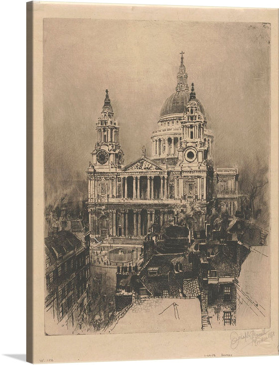 “St. Paul’s, London” is a timeless masterpiece that encapsulates the awe-inspiring grandeur of St. Paul’s Cathedral. Crafted with meticulous attention to detail, this monochromatic artwork invites viewers into a world where history and art converge. The iconic dome, intricate architectural elements, and the surrounding cityscape are rendered with elegance and grace. 