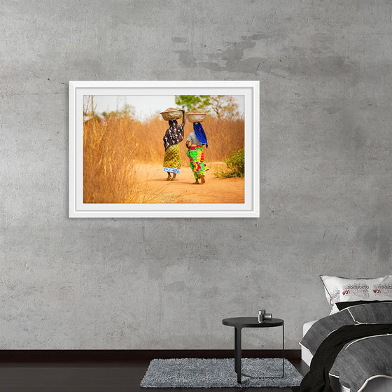 "Women in West Africa Village Carrying Baskets Filled With Shea Butter Fruits"