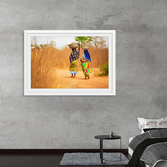 "Women in West Africa Village Carrying Baskets Filled With Shea Butter Fruits"