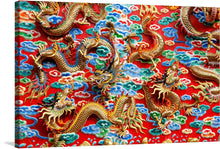  “Thai Dragon Temple” invites you to a journey across the mystical realms of ancient Thailand. In this mesmerizing print, golden dragons weave through celestial clouds, their scales catching the divine light. Each intricate detail—the sinuous curves, the fiery breath—speaks of strength, prosperity, and protection. 