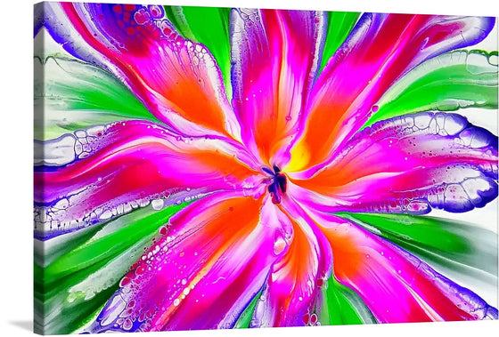 Thank you for sharing the image of “Pink Flower” by Fiona Art. This exquisite print captures the ethereal beauty of a blooming flower, its vibrant petals painted in mesmerizing hues of pink, orange, and purple. Every brushstroke is a testament to Fiona’s mastery, weaving together a visual symphony that sings of nature’s elegance and the silent, yet profound language of art.