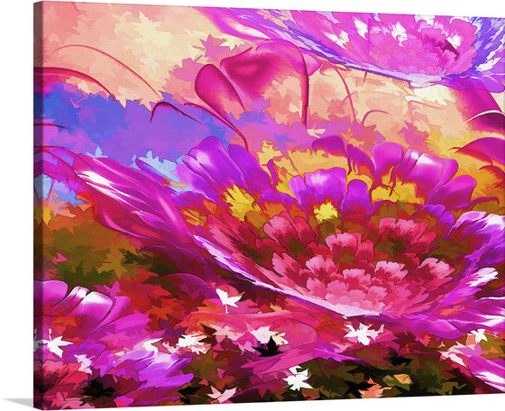 Ken E’s “Abstract Wildflowers” is a vivid tapestry of nature’s exuberance. Each brushstroke blooms into a riot of color, echoing the untamed beauty of wildflowers in full bloom. The canvas pulsates with life—petals unfurling, stems reaching for the sun. 