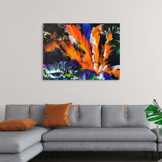 "Orange, Purple, and Green Abstract", Fiona Art