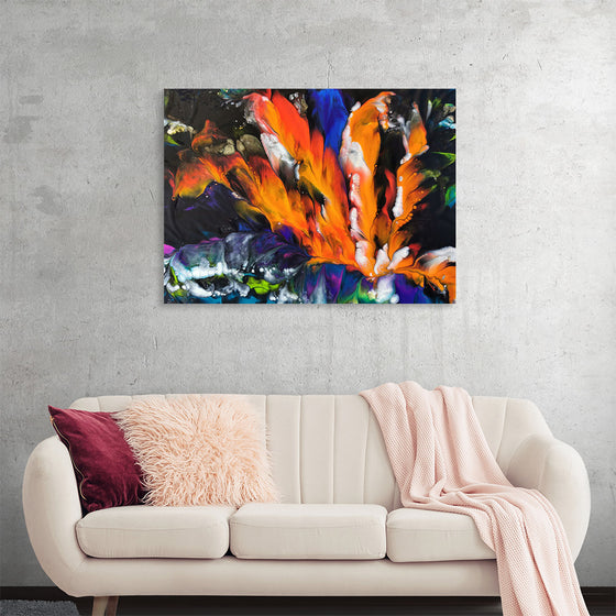 "Orange, Purple, and Green Abstract", Fiona Art