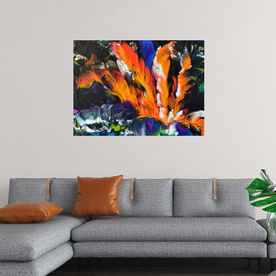 "Orange, Purple, and Green Abstract", Fiona Art