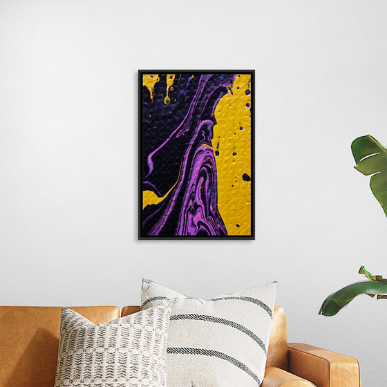 "Yellow and Purple Abstract Painting"