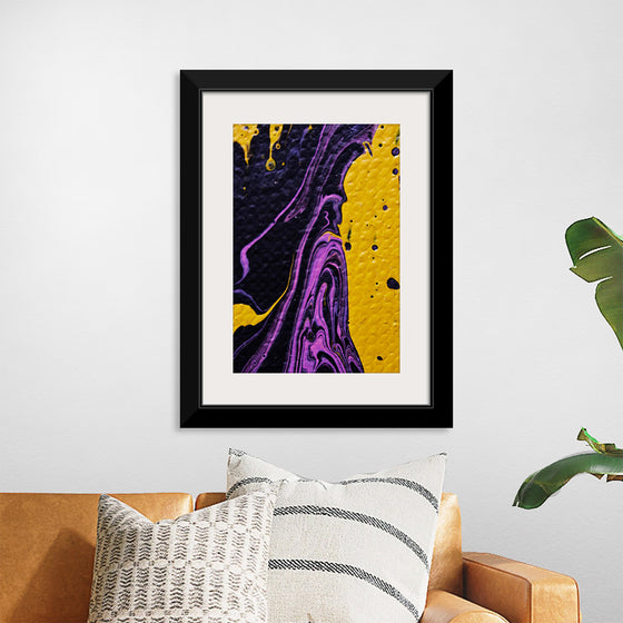 "Yellow and Purple Abstract Painting"