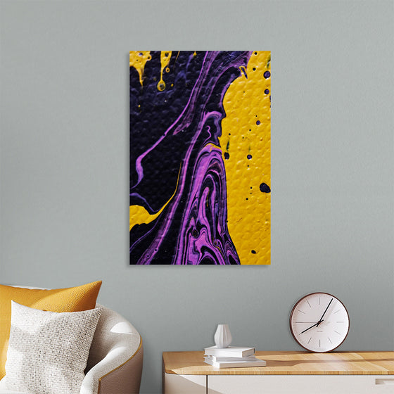 "Yellow and Purple Abstract Painting"