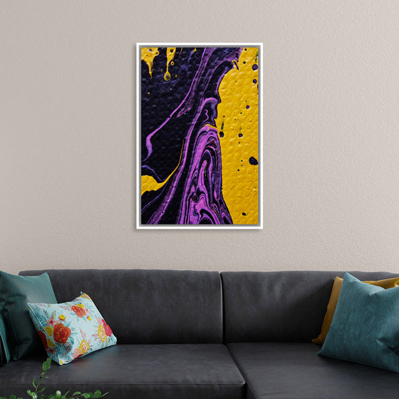 "Yellow and Purple Abstract Painting"