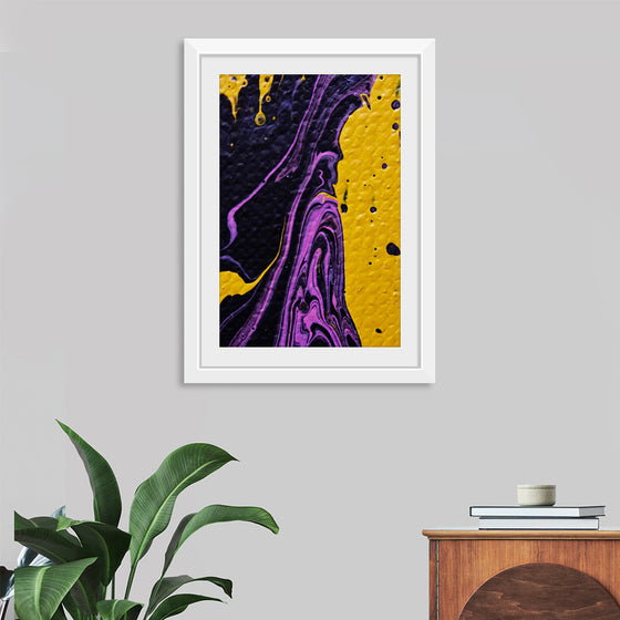 "Yellow and Purple Abstract Painting"