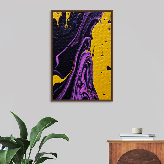 "Yellow and Purple Abstract Painting"