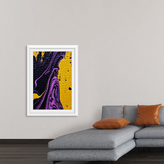 "Yellow and Purple Abstract Painting"