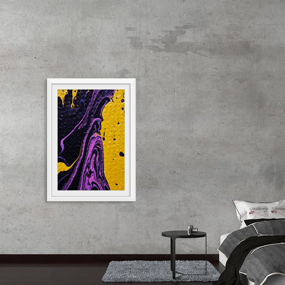 "Yellow and Purple Abstract Painting"