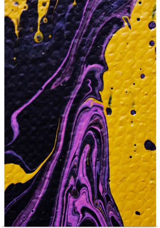 "Yellow and Purple Abstract Painting"