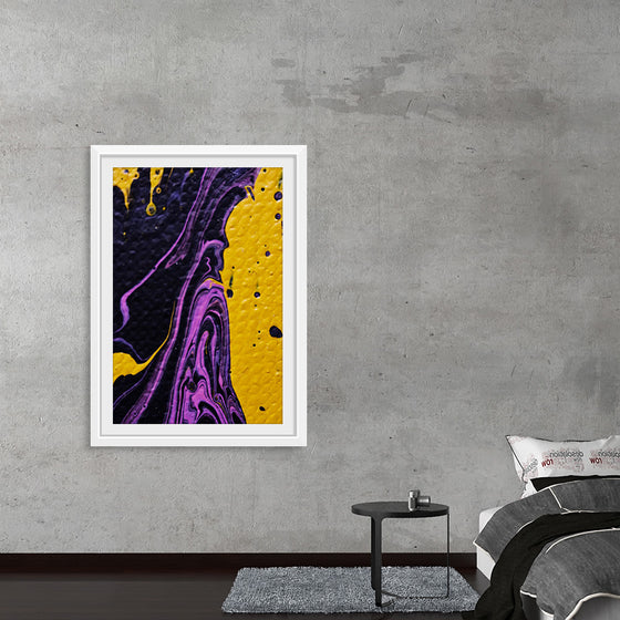 "Yellow and Purple Abstract Painting"