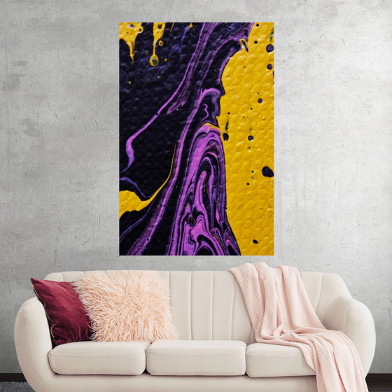 "Yellow and Purple Abstract Painting"