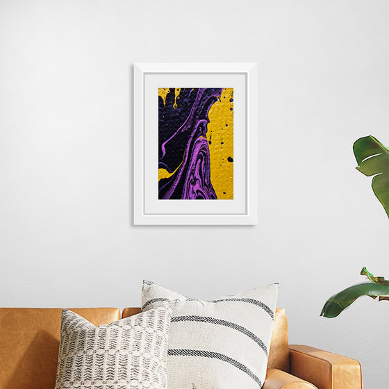 "Yellow and Purple Abstract Painting"