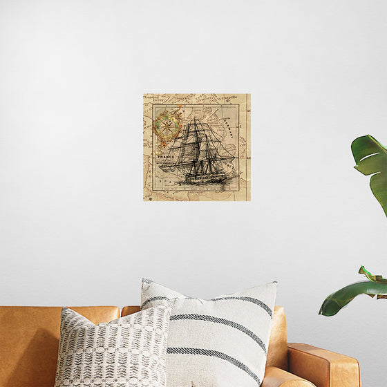 "Ship Map Art Collage"