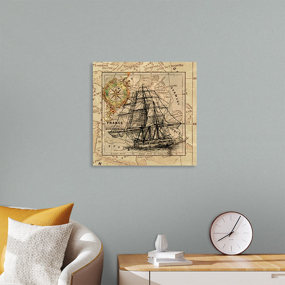 "Ship Map Art Collage"