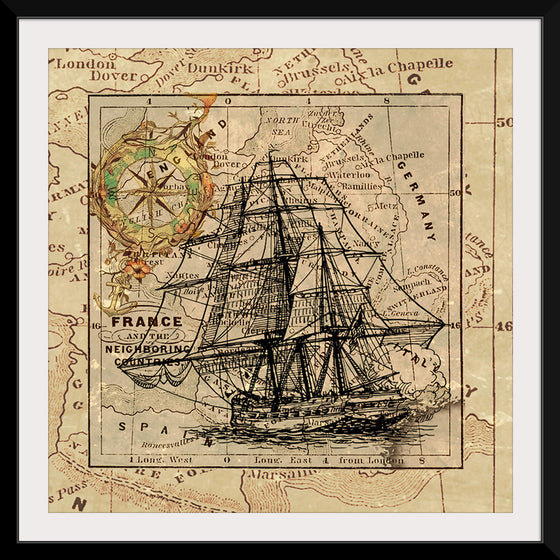 "Ship Map Art Collage"